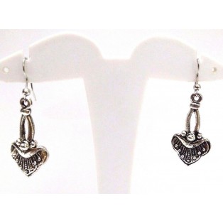 DANGLER Silver Oxidized Earring - Hook Dangle Drop Long - Asian Novelty Tribal